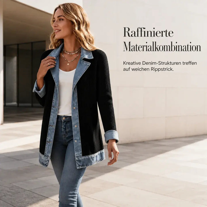 Sandra | Elegant Denim Jacket with Knit Panels