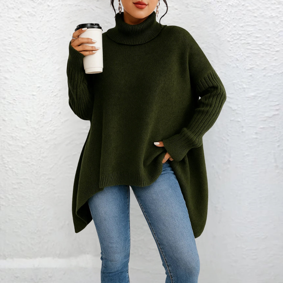Casual turtleneck sweater in green