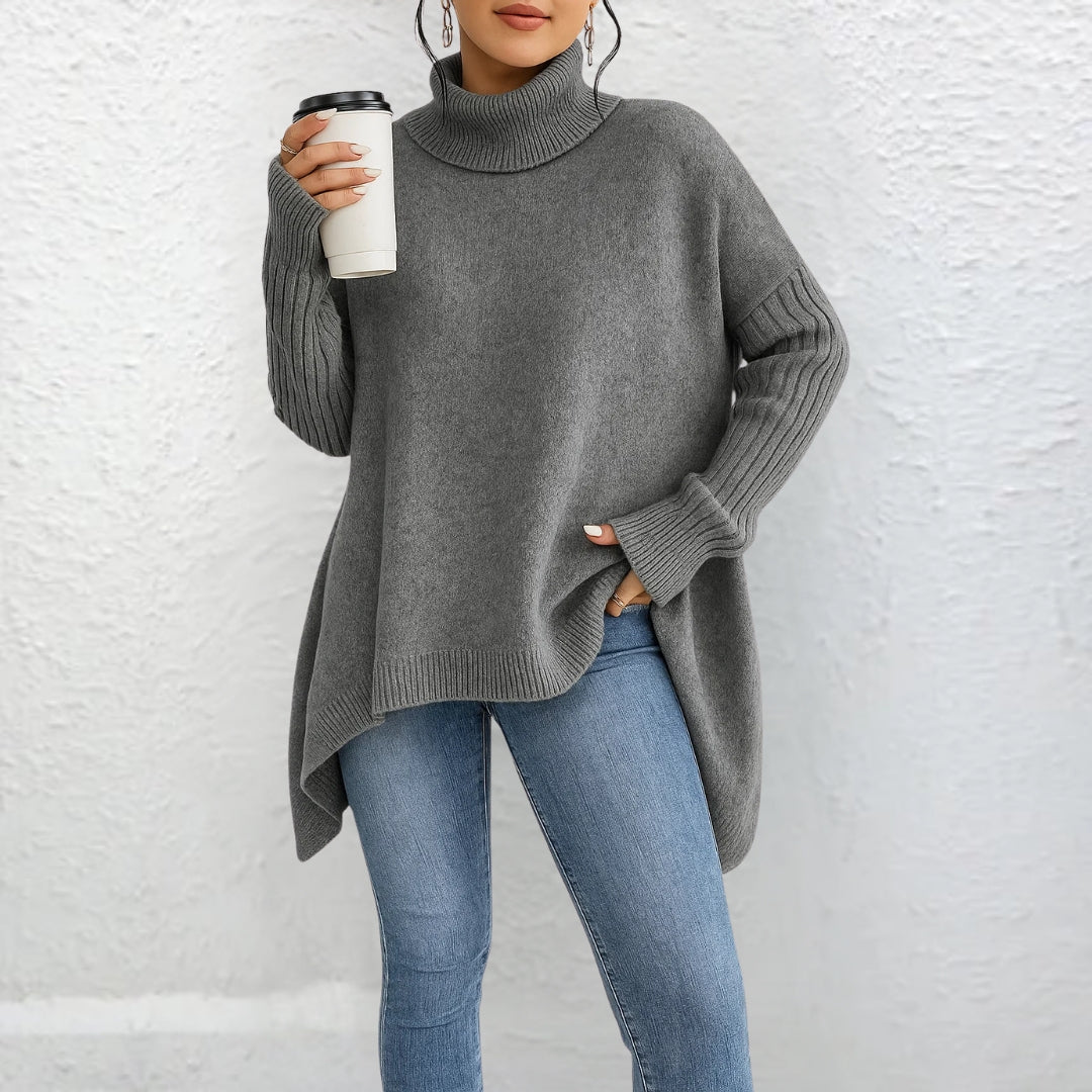Casual turtleneck sweater in gray