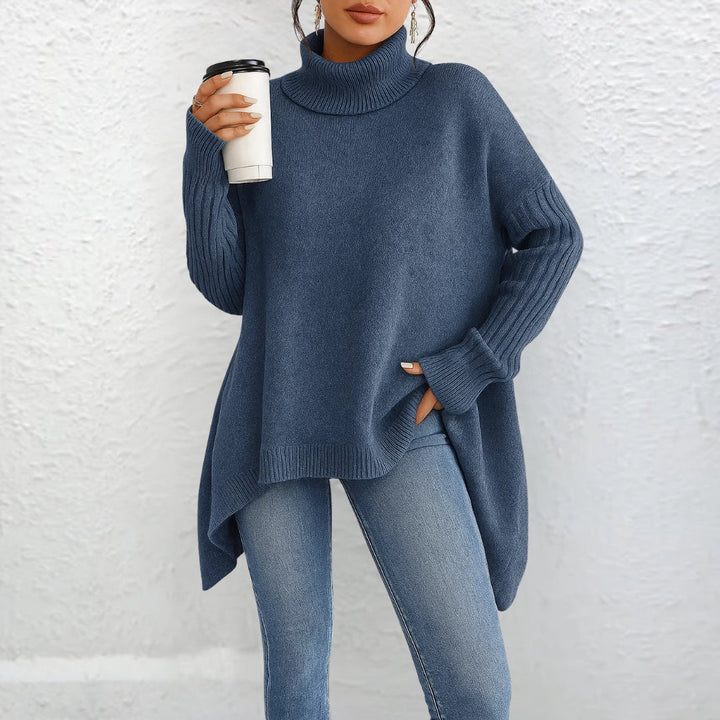 Casual turtleneck sweater in blue