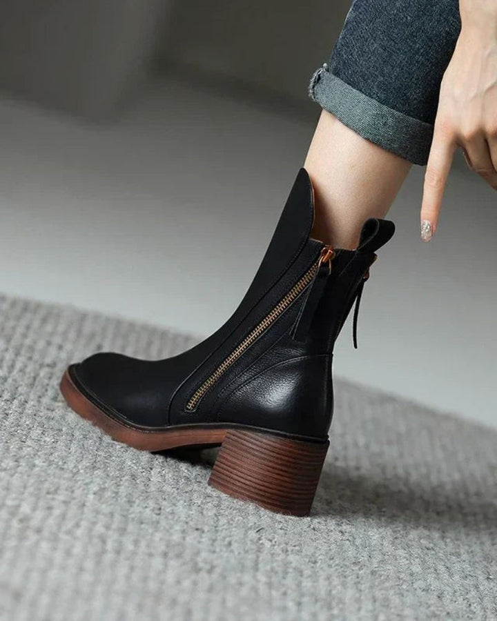 Deborah | Block Heel Leather Boots