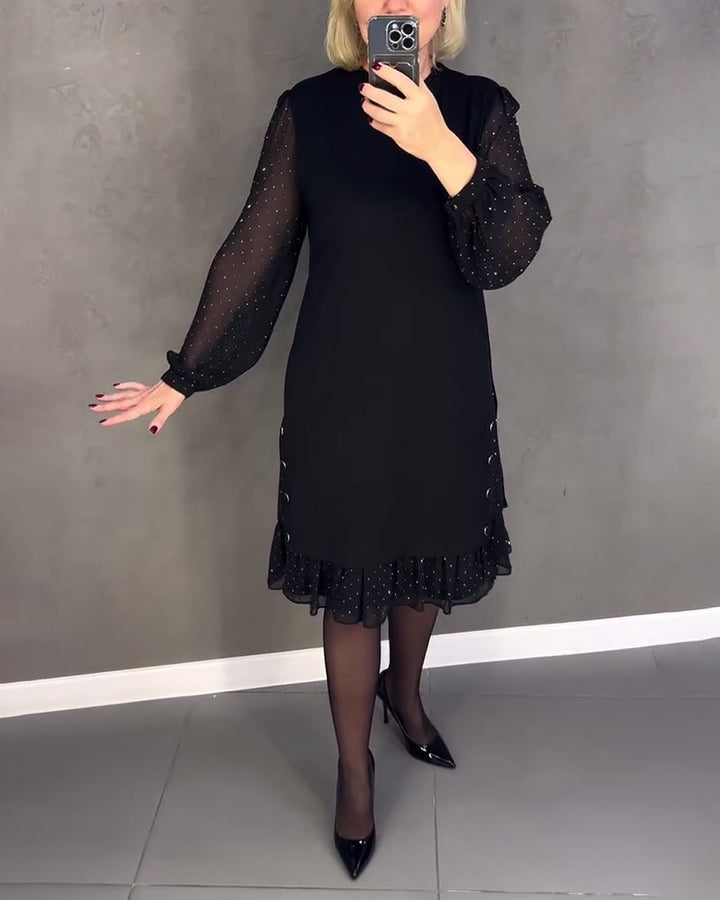Evelyn | Long-Sleeve Elegant Polka Dot Dress