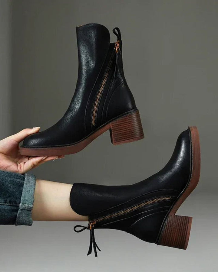 Deborah | Block Heel Leather Boots