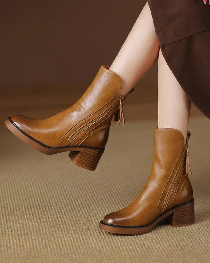Deborah | Block Heel Leather Boots