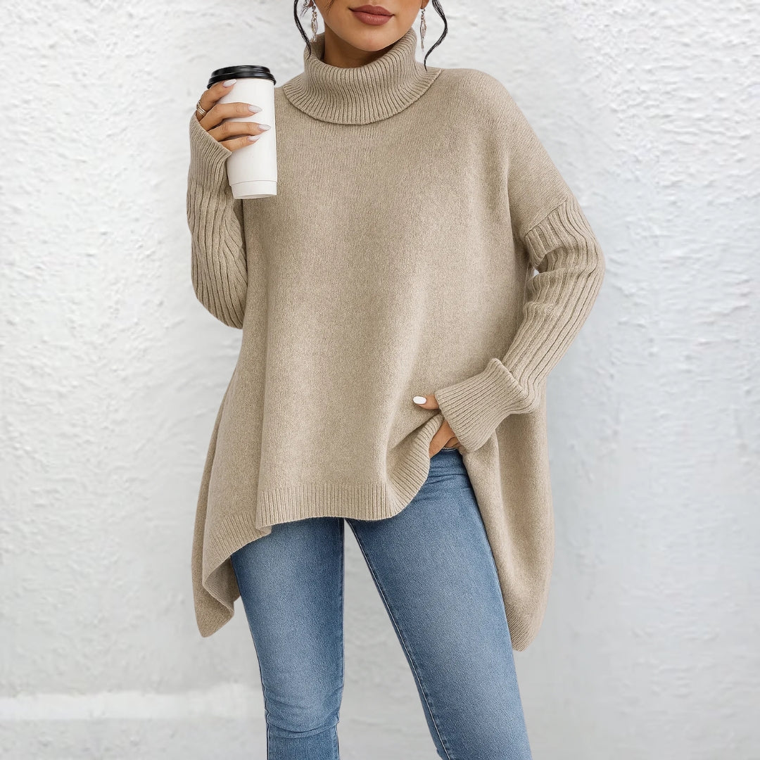 Casual turtleneck sweater in beige