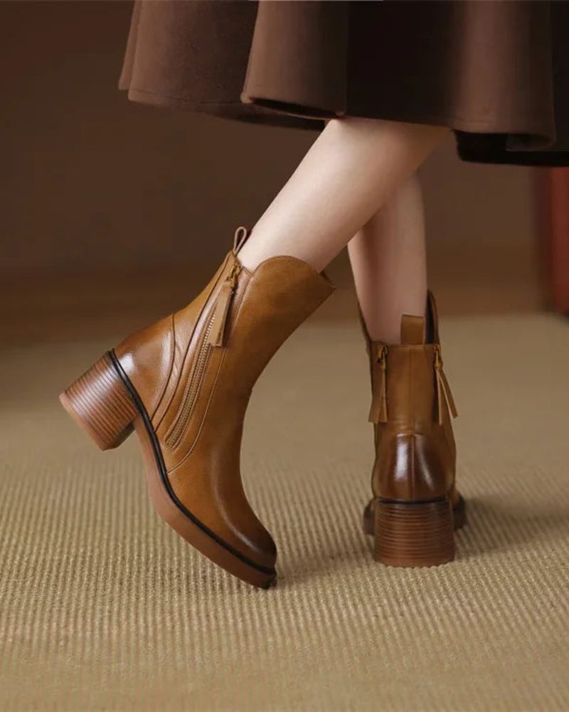 Deborah | Block Heel Leather Boots