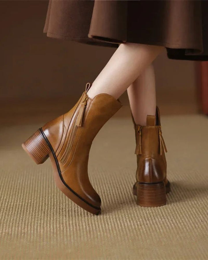 Deborah | Block Heel Leather Boots