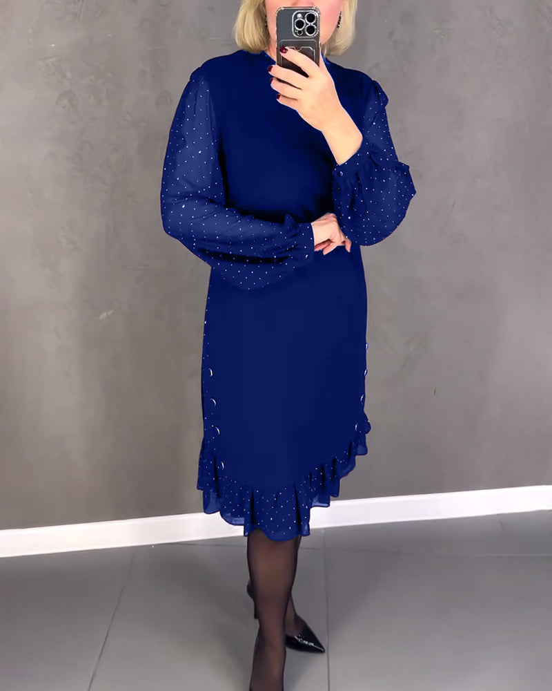 Evelyn | Long-Sleeve Elegant Polka Dot Dress