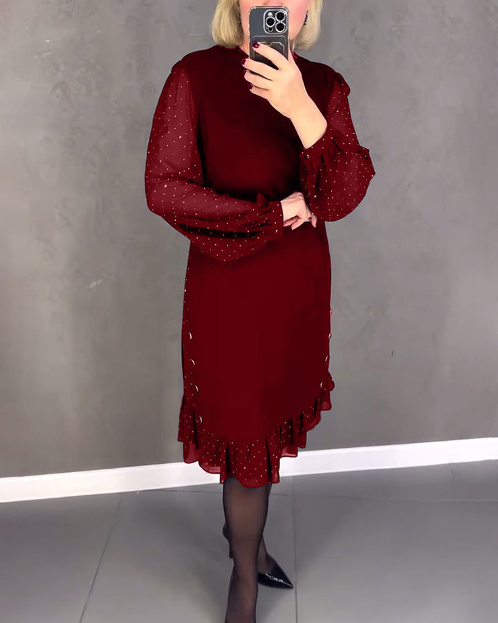 Evelyn | Long-Sleeve Elegant Polka Dot Dress