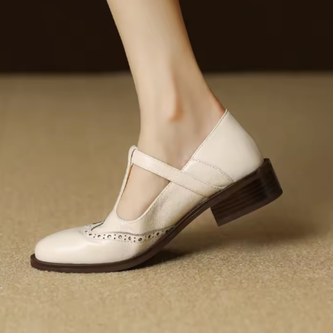 Phyllis Mary Jane Shoes - Beige
