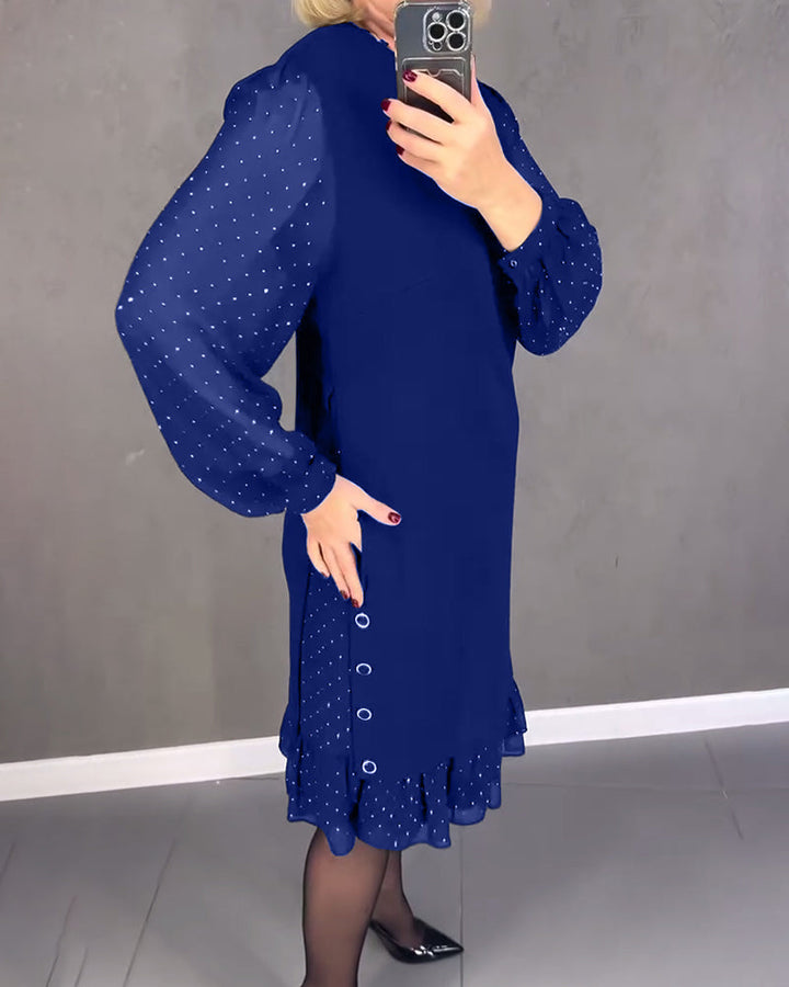 Evelyn | Long-Sleeve Elegant Polka Dot Dress