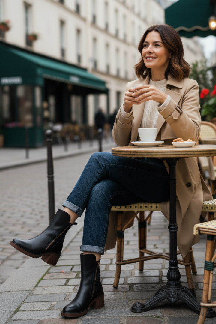 Deborah | Block Heel Leather Boots