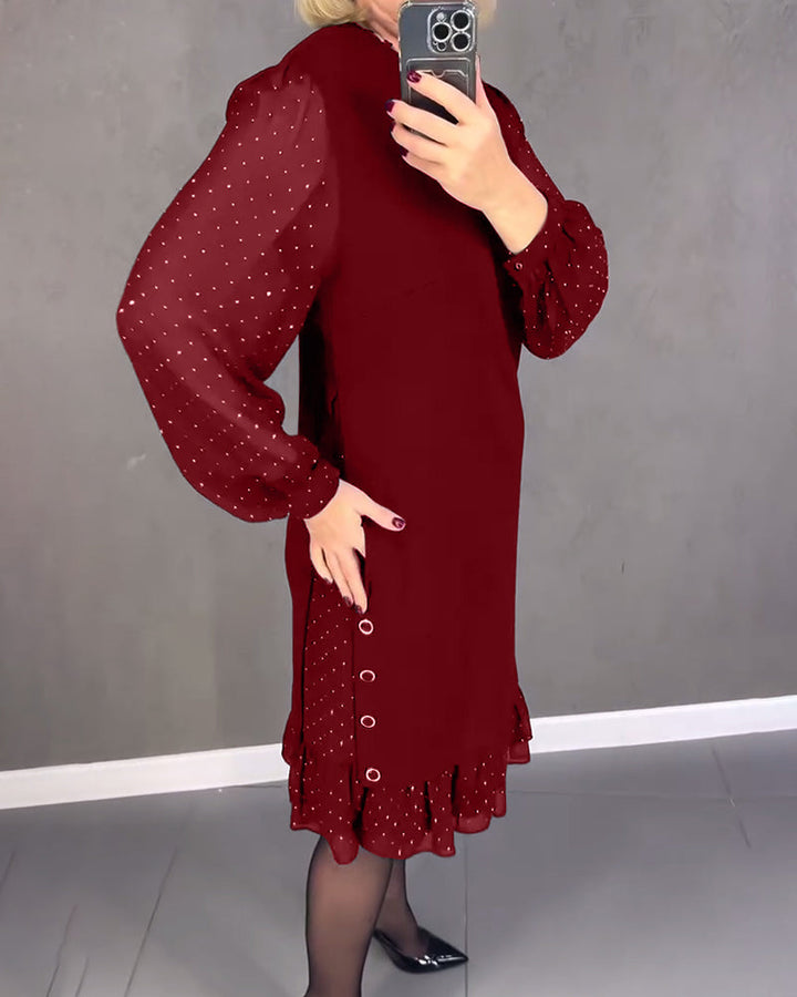 Evelyn | Long-Sleeve Elegant Polka Dot Dress