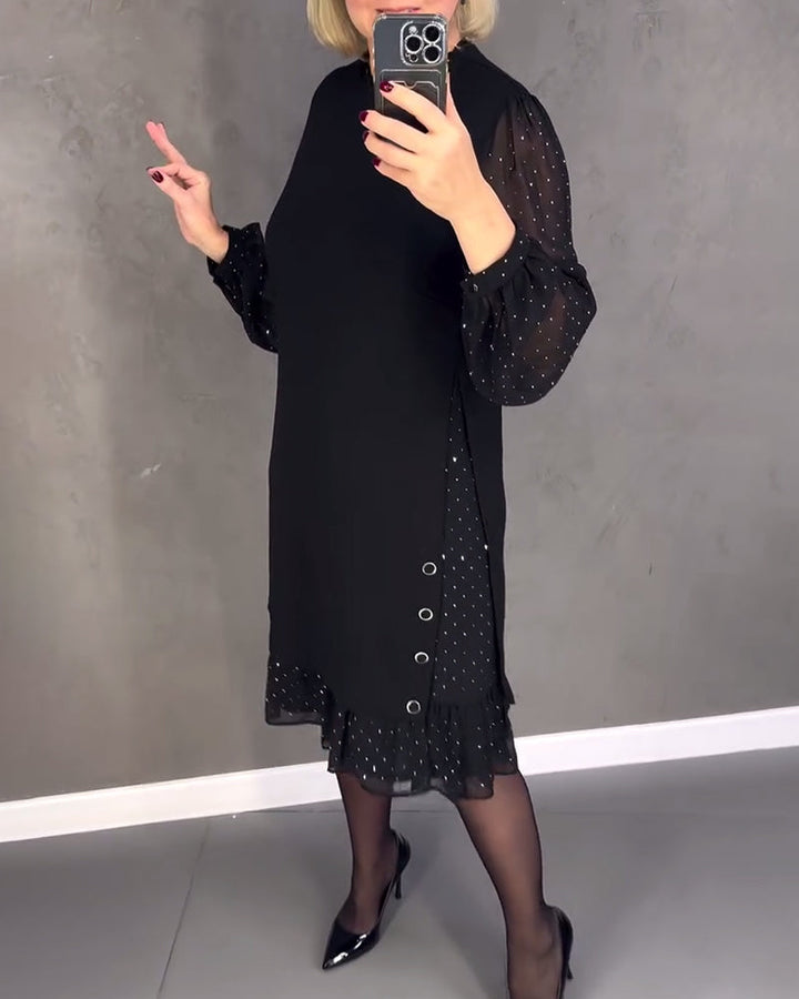 Evelyn | Long-Sleeve Elegant Polka Dot Dress
