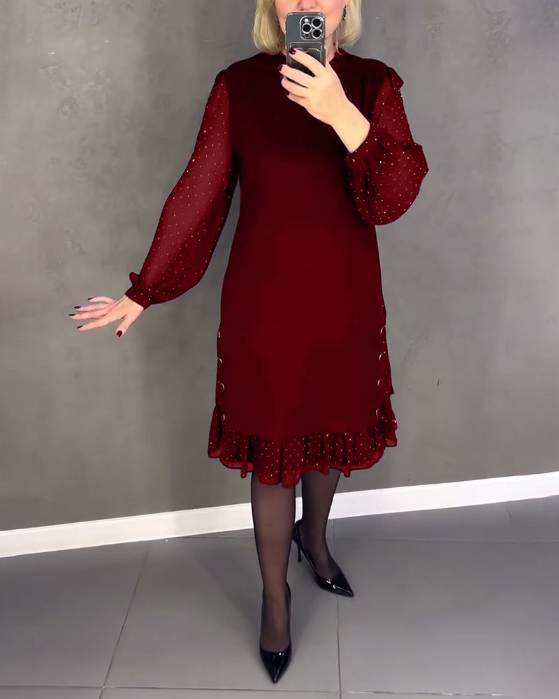 Evelyn | Long-Sleeve Elegant Polka Dot Dress