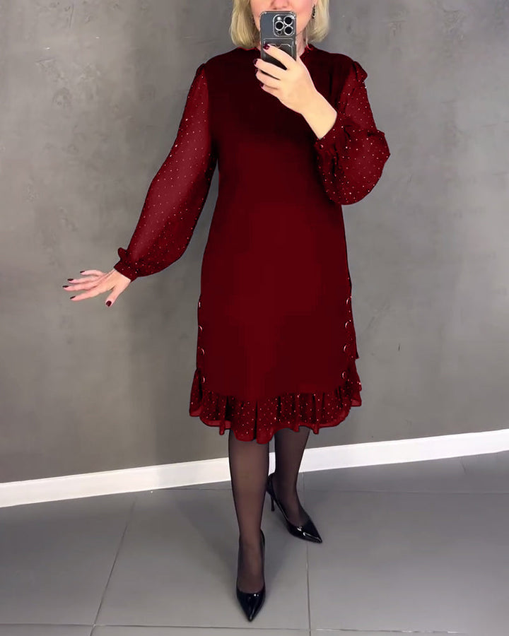 Evelyn | Long-Sleeve Elegant Polka Dot Dress