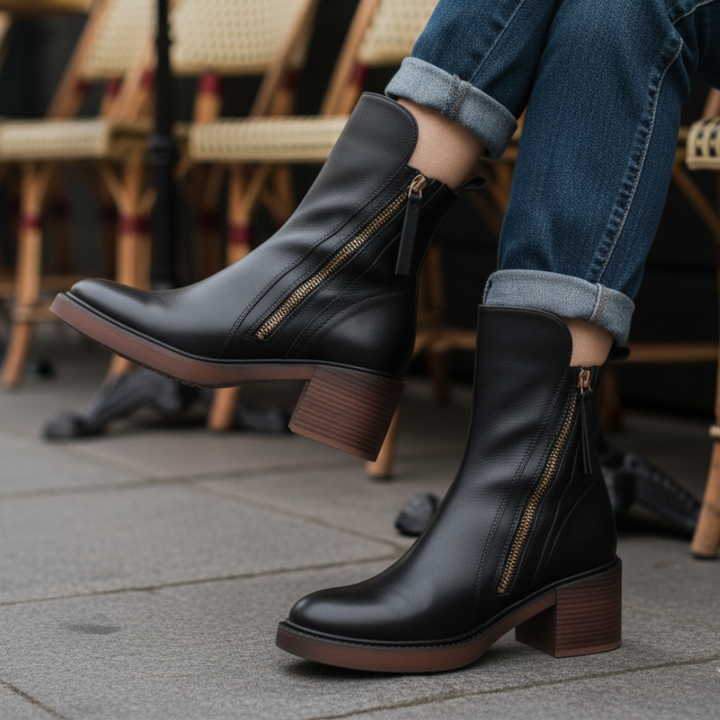 Deborah | Block Heel Leather Boots
