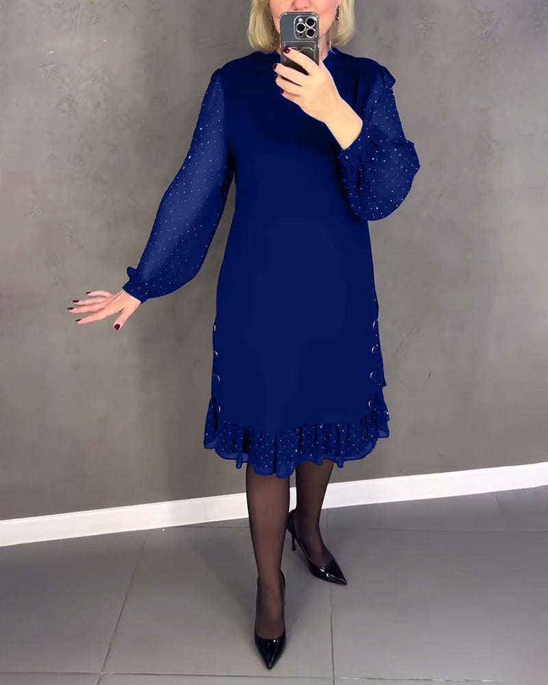 Evelyn | Long-Sleeve Elegant Polka Dot Dress