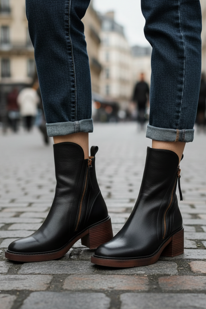 Deborah | Block Heel Leather Boots