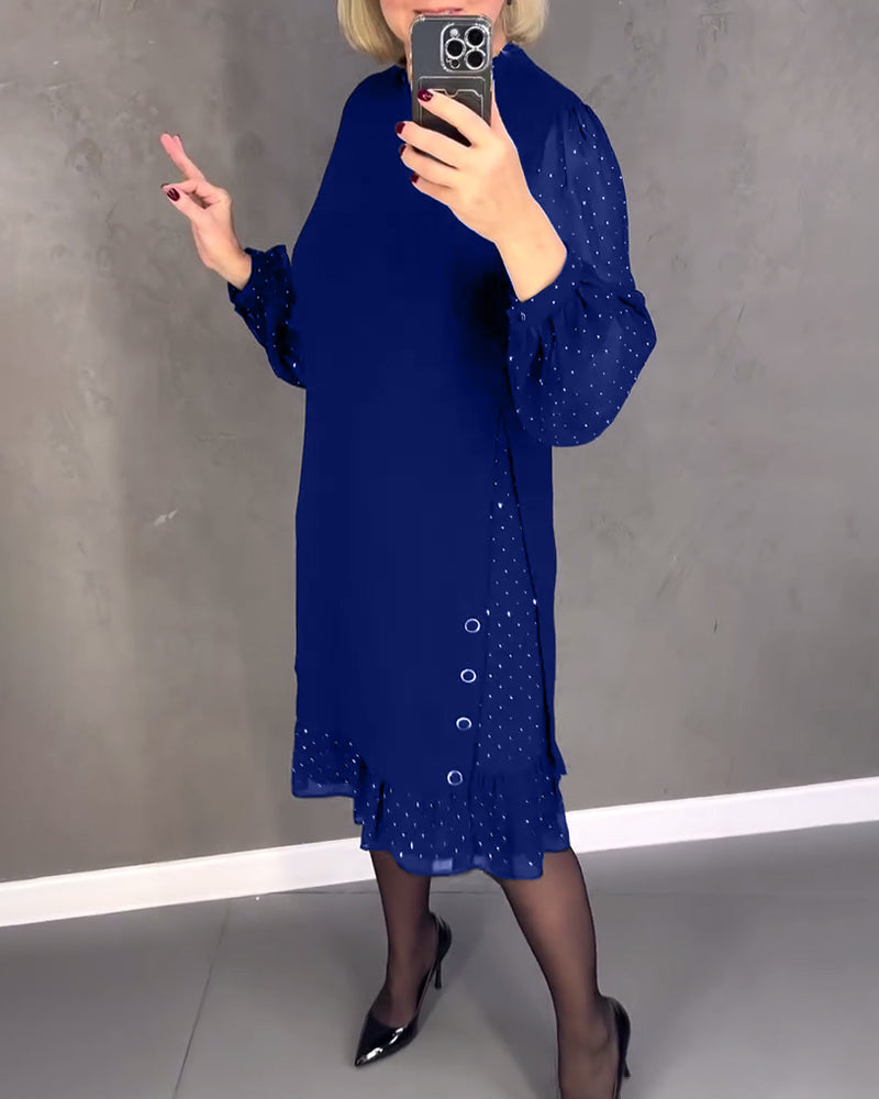 Evelyn | Long-Sleeve Elegant Polka Dot Dress