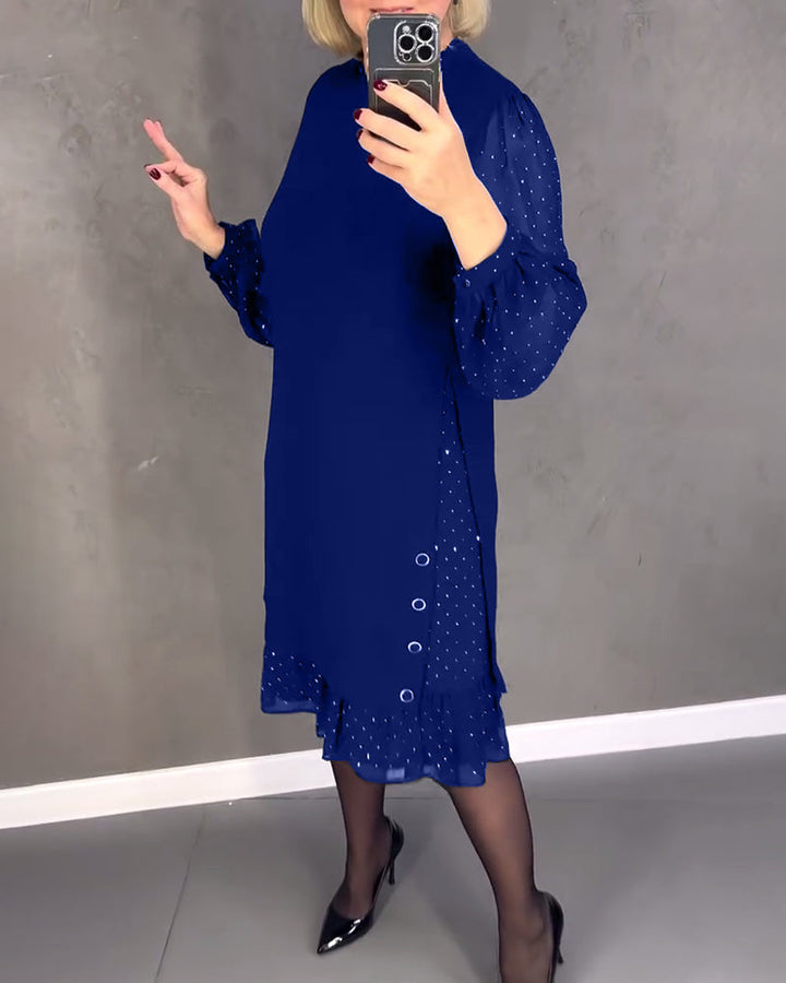 Evelyn | Long-Sleeve Elegant Polka Dot Dress