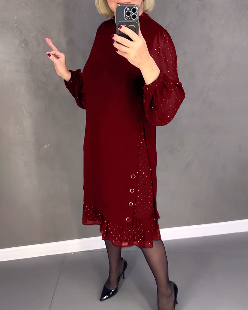 Evelyn | Long-Sleeve Elegant Polka Dot Dress
