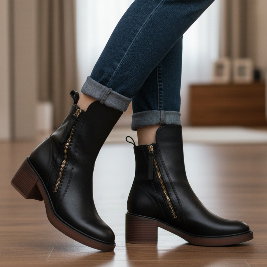 Deborah | Block Heel Leather Boots
