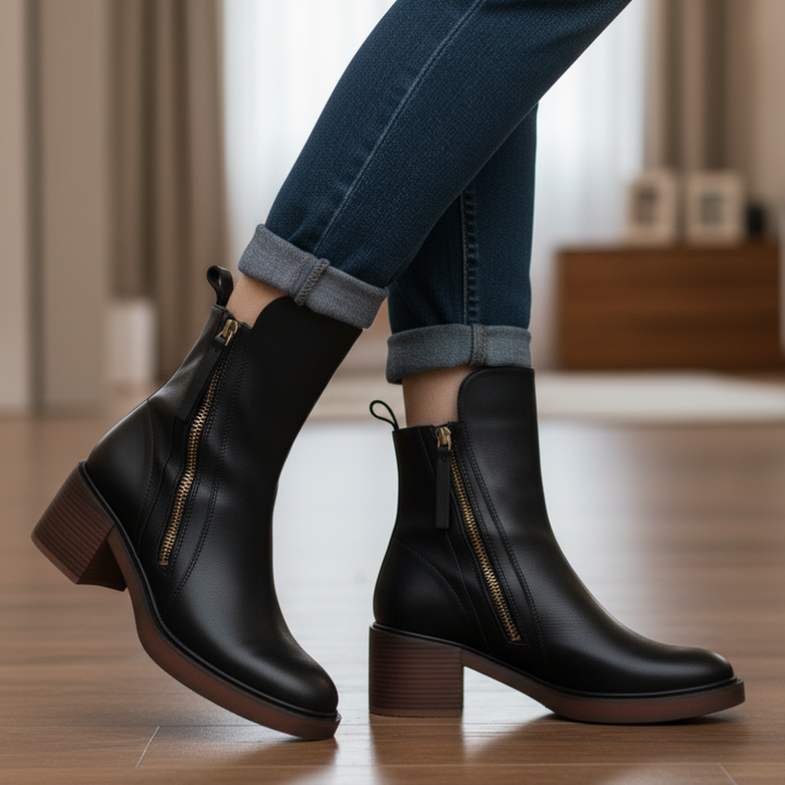 Deborah | Block Heel Leather Boots