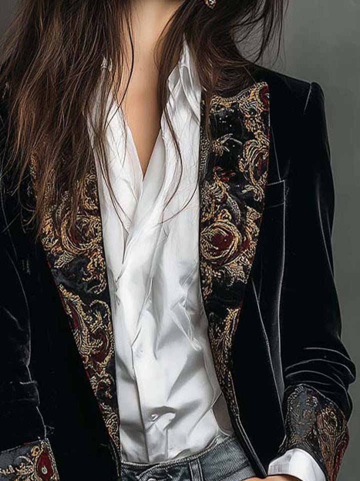 Ann | Slim Fit Baroque Print Blazer