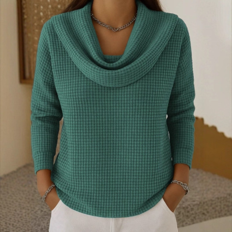 Judith | Warm Waffle-Knit Cowl Neck Sweater