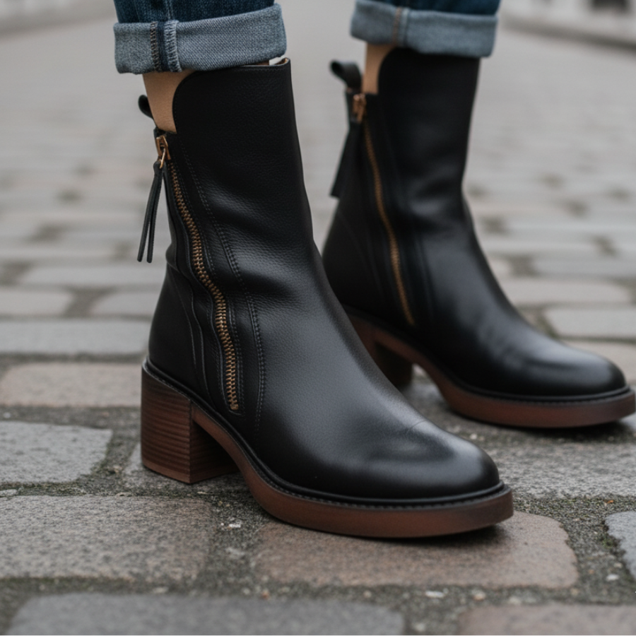 Deborah | Block Heel Leather Boots