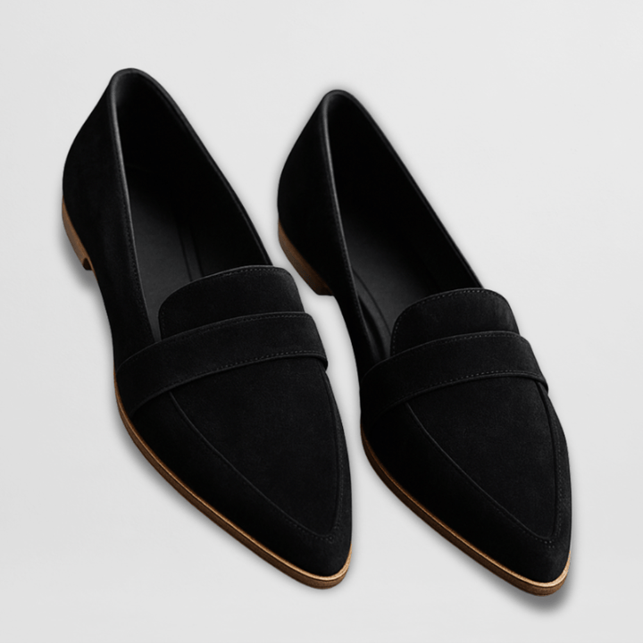 Rose Soft Suede Loafers - Black