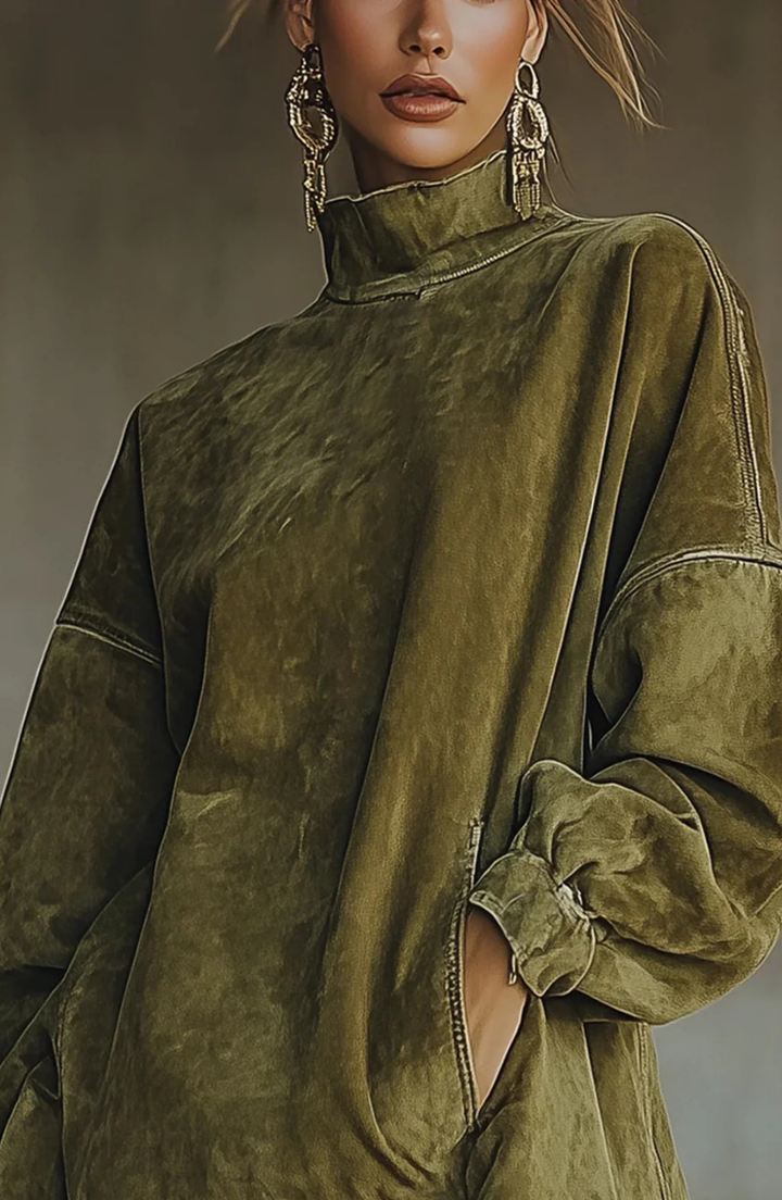Faux Suede Oversized Dress