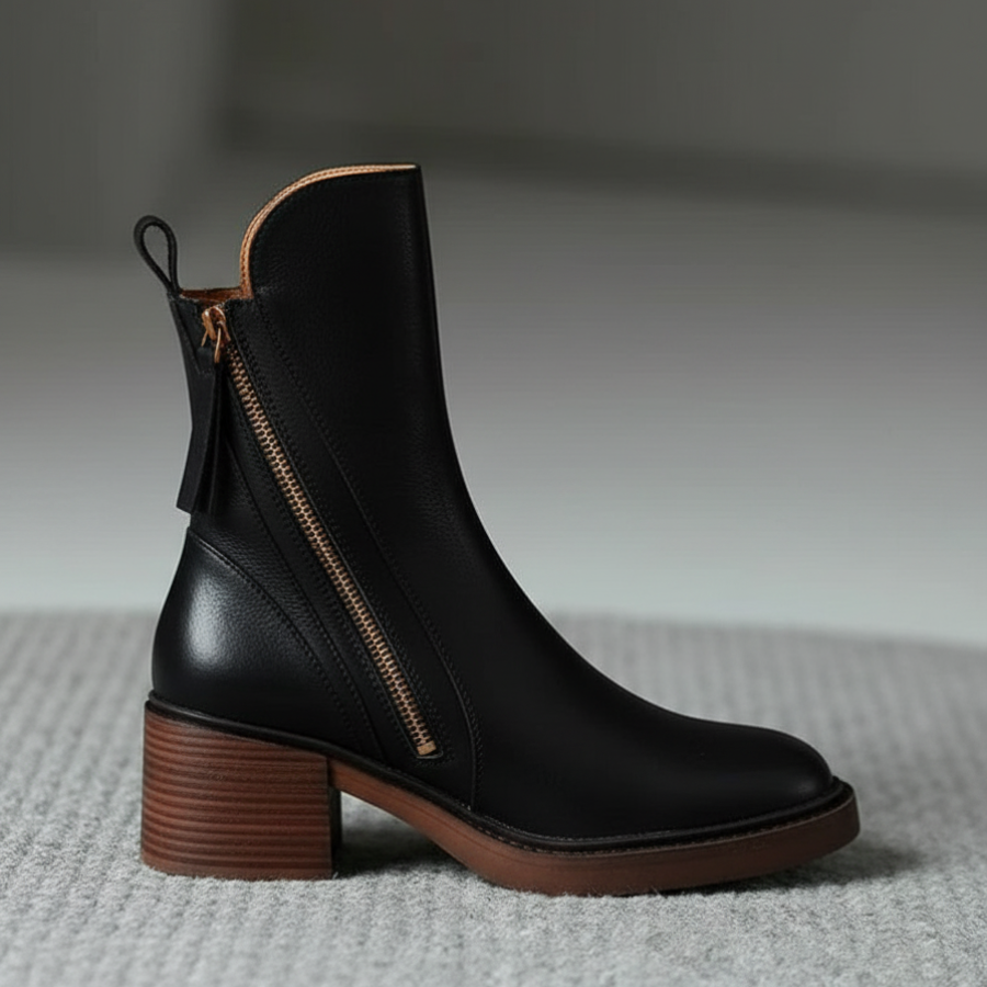 Deborah | Block Heel Leather Boots