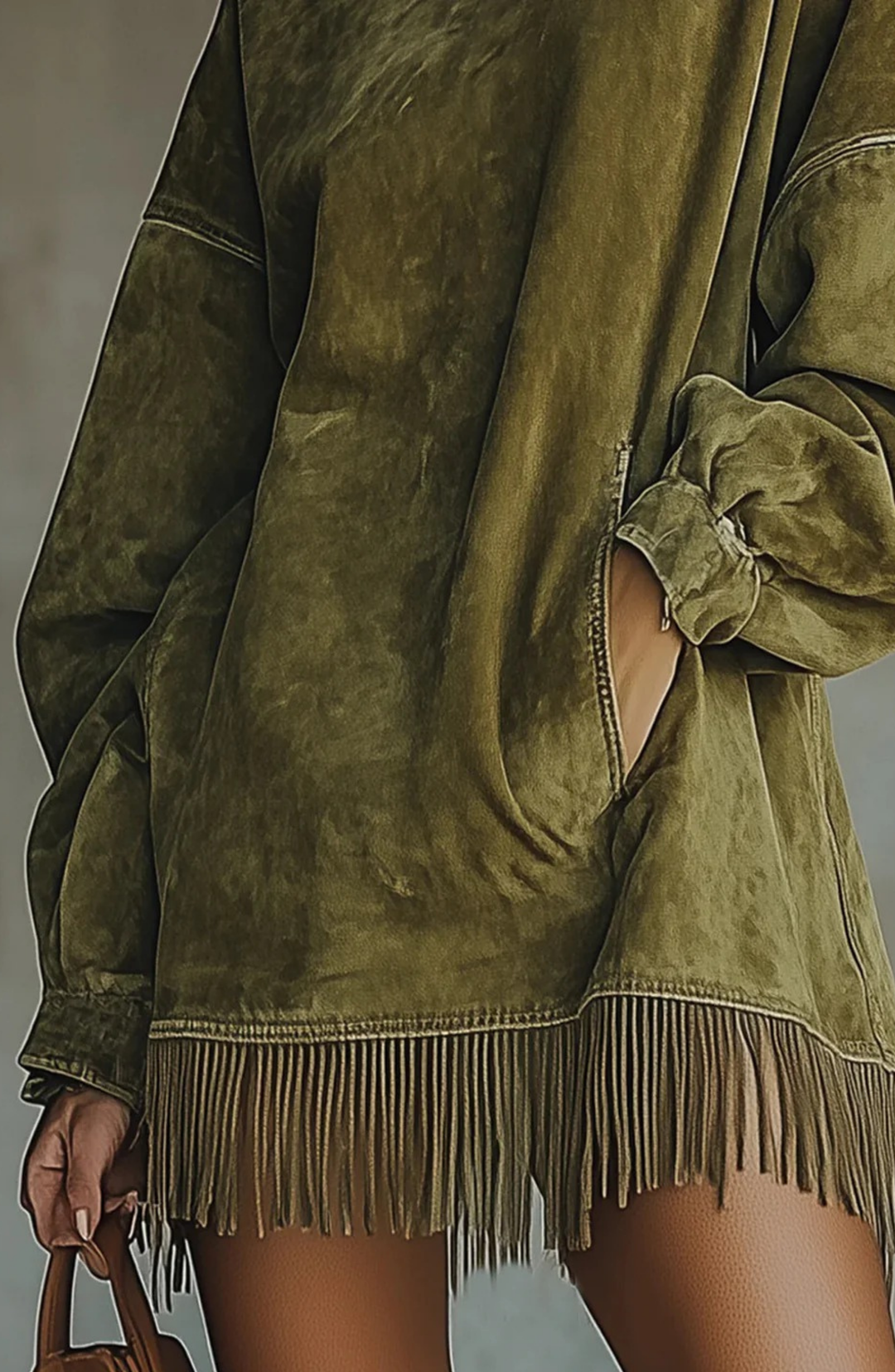 Faux Suede Oversized Dress