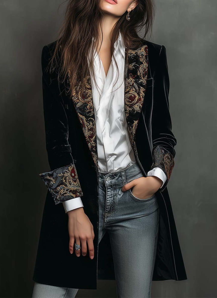 Ann | Slim Fit Baroque Print Blazer