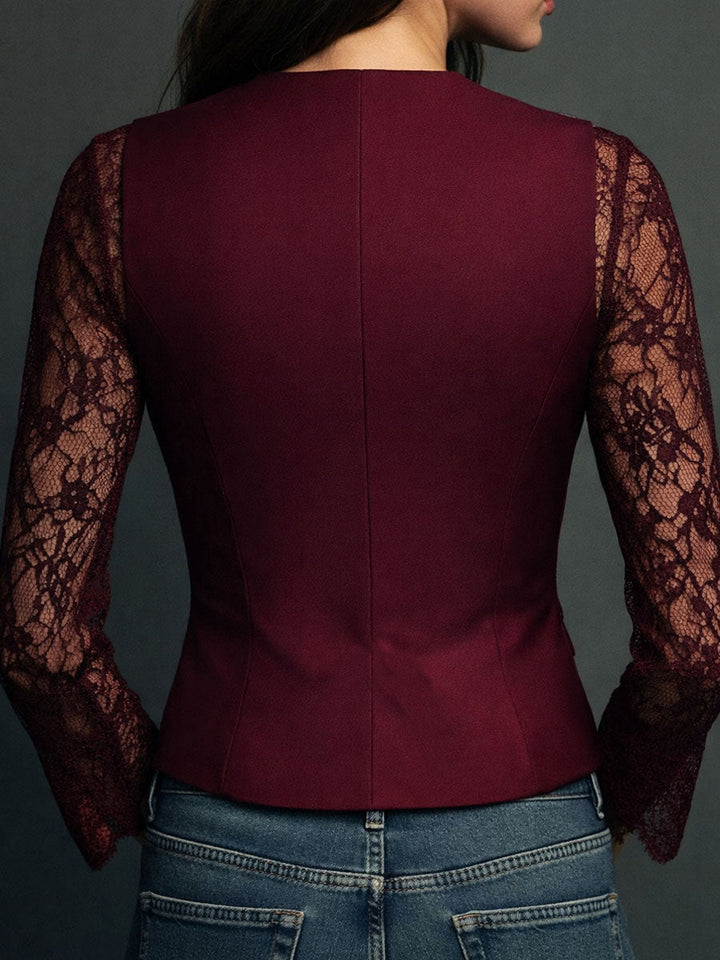Kathleen | Black Blazer with Semi-Sheer Sleeves