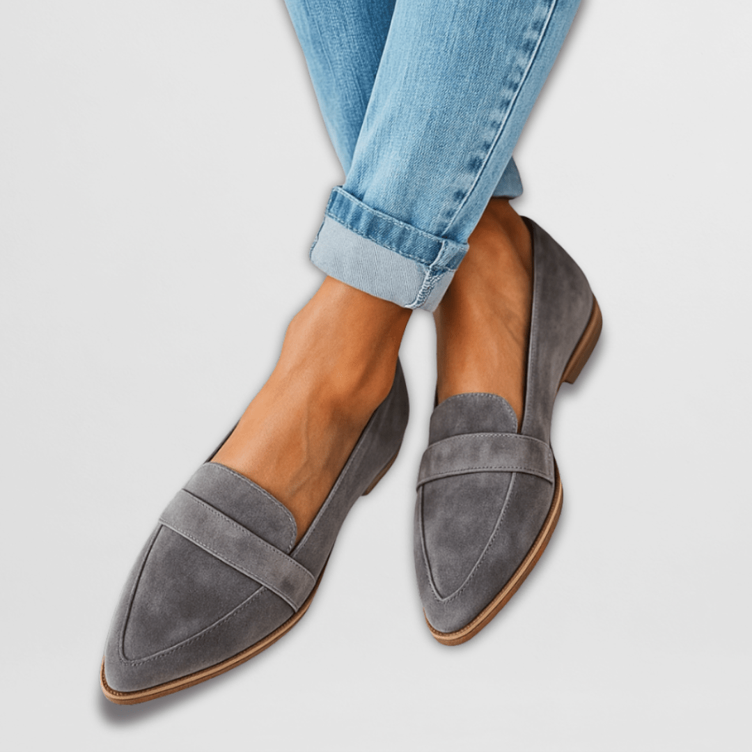 Rose Soft Suede Loafers - Gray