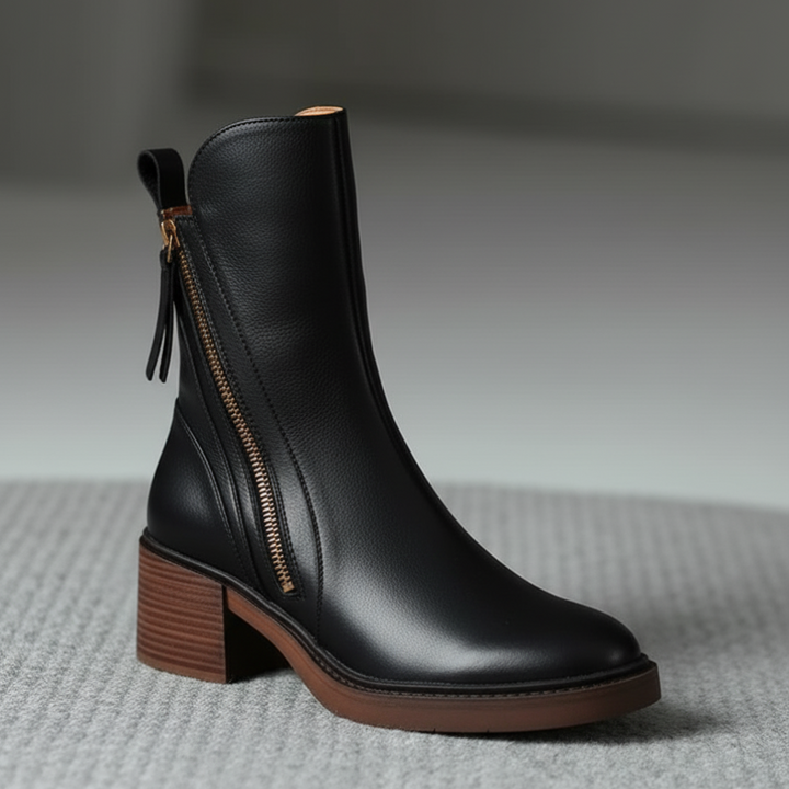 Deborah | Block Heel Leather Boots