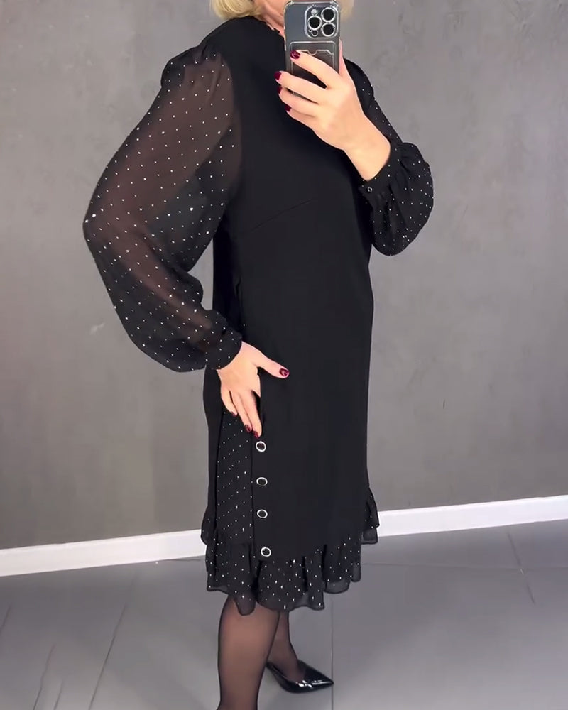 Evelyn | Long-Sleeve Elegant Polka Dot Dress