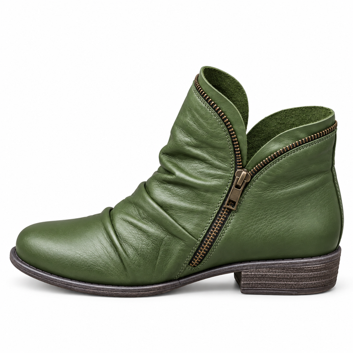 Gloria | Chic and Comfortable Ankle Boots - Green