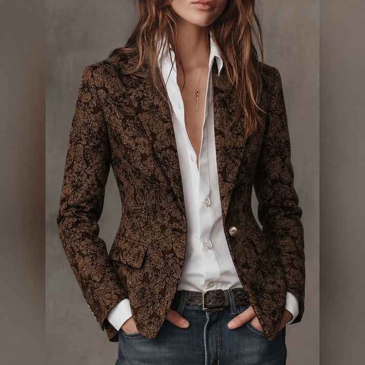 Fitted jacquard cashmere blazer in black