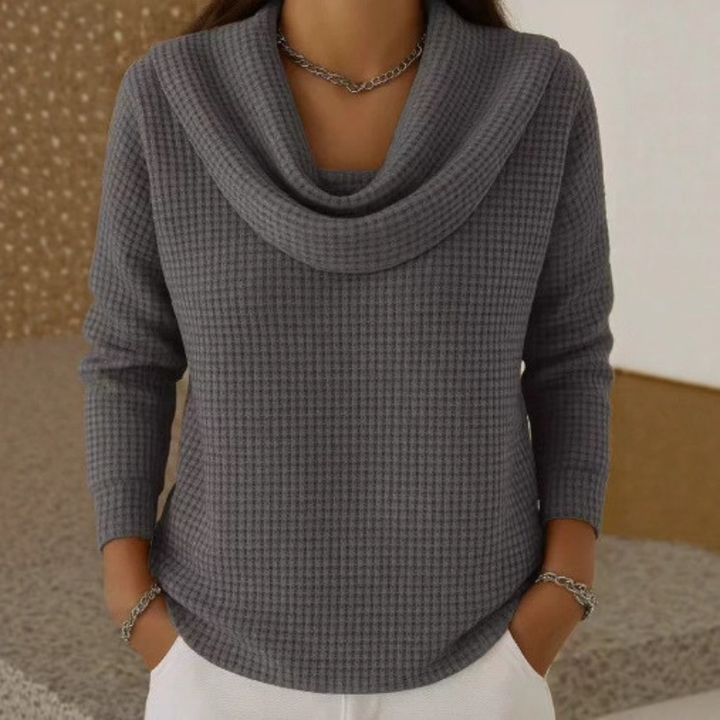 Judith | Warm Waffle-Knit Cowl Neck Sweater