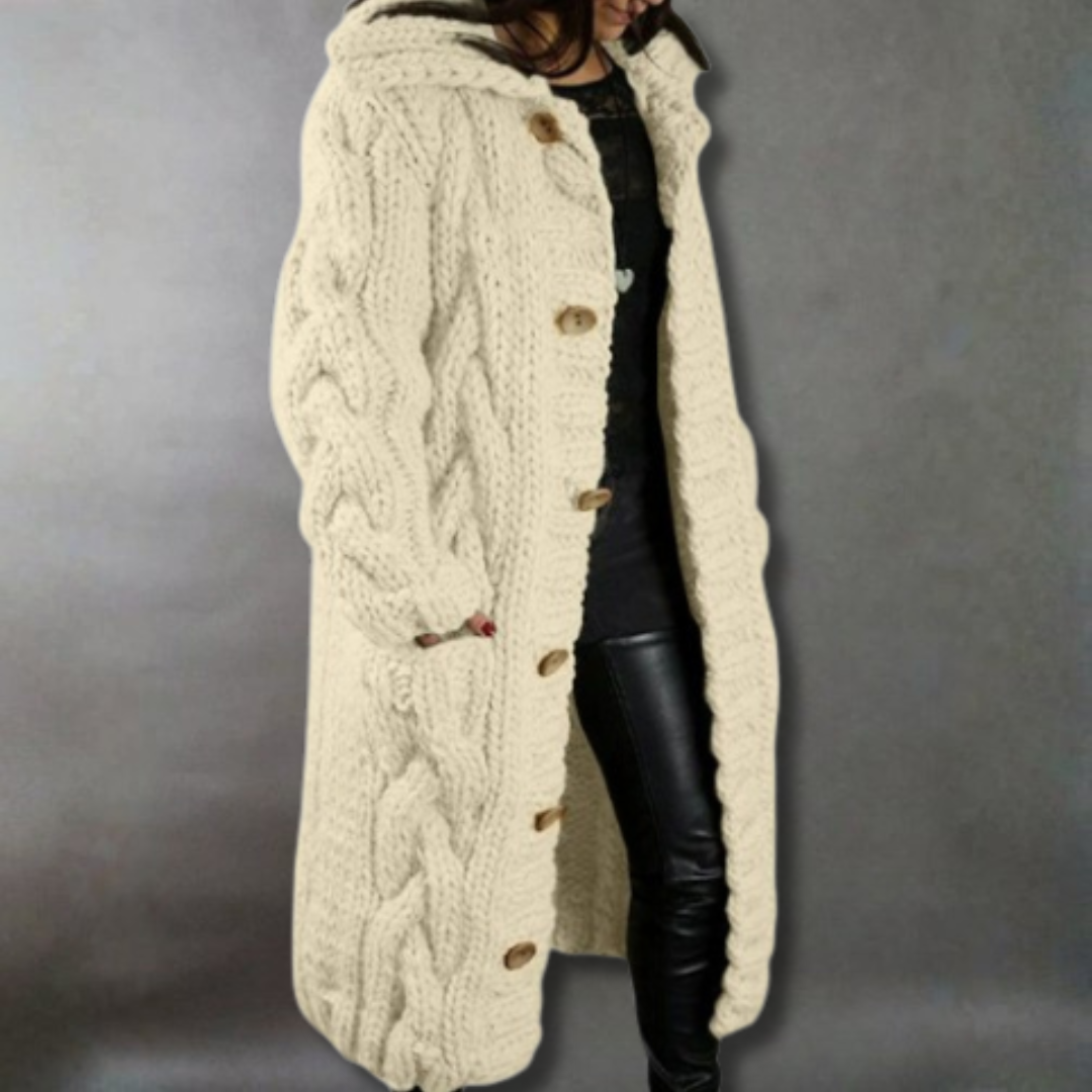 Carine - Elegant Longline Knit Coat