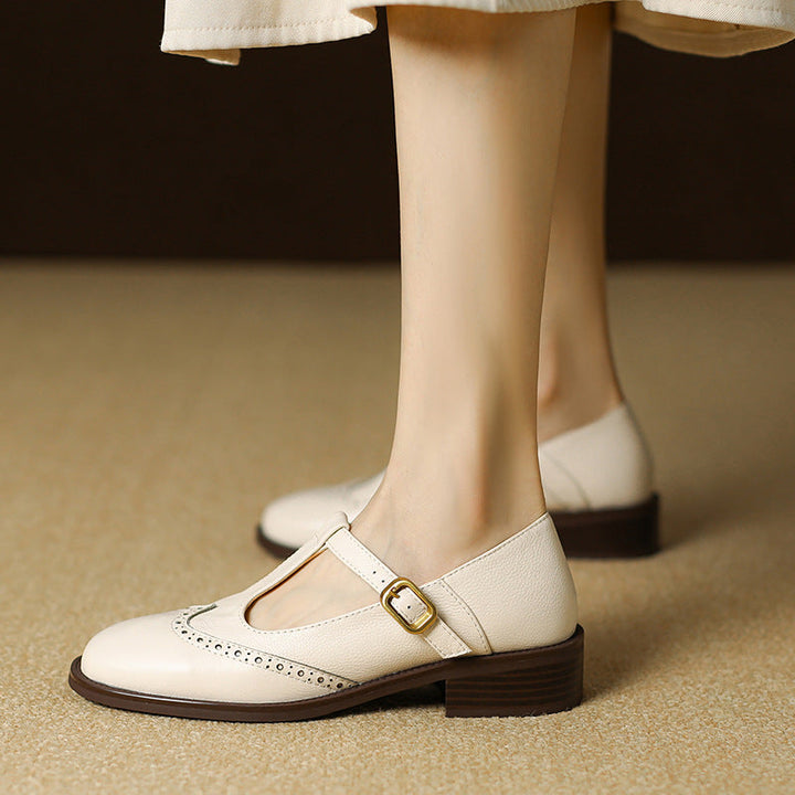 Phyllis Mary Jane Shoes - Beige