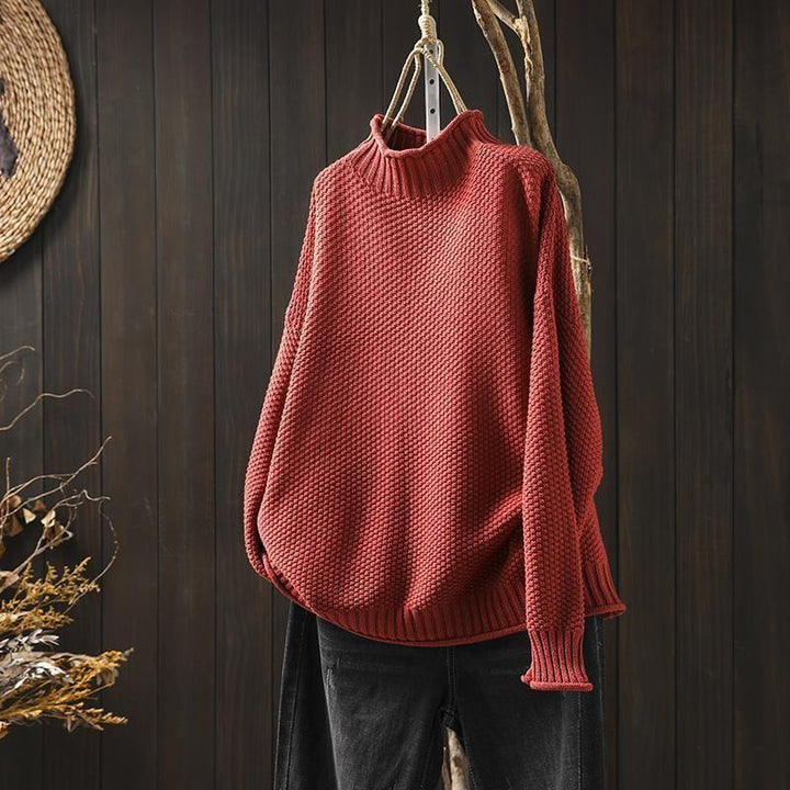 Marie Merino Wool Knit Turtleneck Sweater - Red
