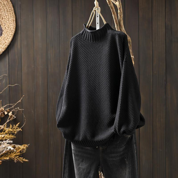 Marie Merino Wool Knit Turtleneck Sweater - Black
