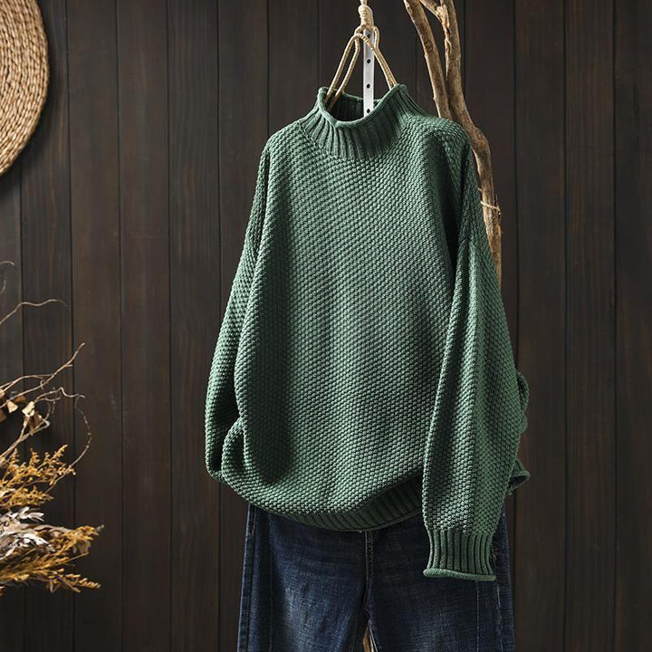 Marie Merino Wool Knit Turtleneck Sweater - Green