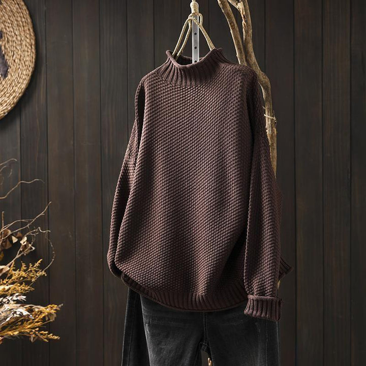 Marie Merino Wool Knit Turtleneck Sweater - Brown
