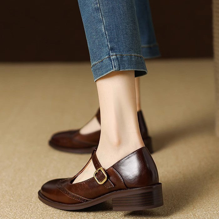 Phyllis Mary Jane Shoes - Brown
